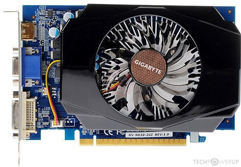 کارت گرافیک گیگابایت مدل GT 630 2G DDR3 ۱۲۸ bit فن بزرگ هیت سینک دار(کارکرده در حد نو)